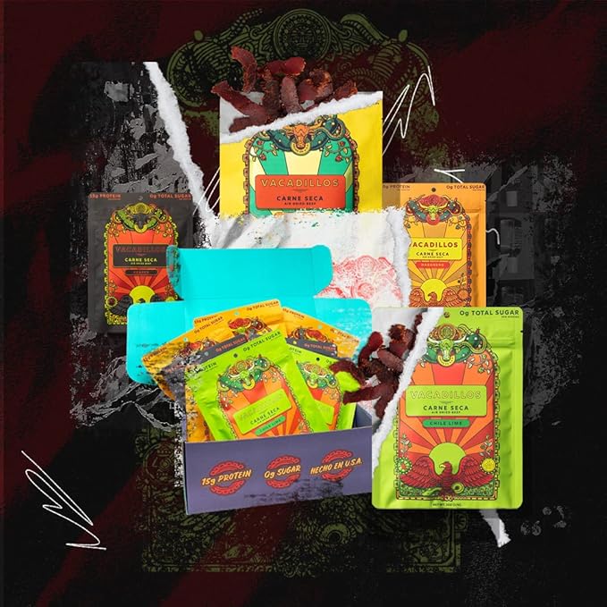 Vacadillos Beef Jerky Snack Packs Carne Seca Variety 5-Pack