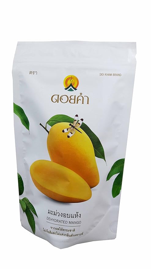 3 Packs of Dehydrated Mango Made From Real Mango Delicious Snack From Doi Kham Brand Royal Project Product from Thailand. No Artificial Color and Flavor Added. (140 g/ pack)