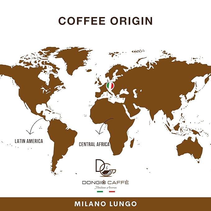Dongiò Caffè Milano Lungo Capsules Compatible with Nescafe Dolce Gusto system 100 Count of Single-Serve Coffee pods (5 Boxes of 20 capsules each) Med-Light Roast | Intensity 6/10
