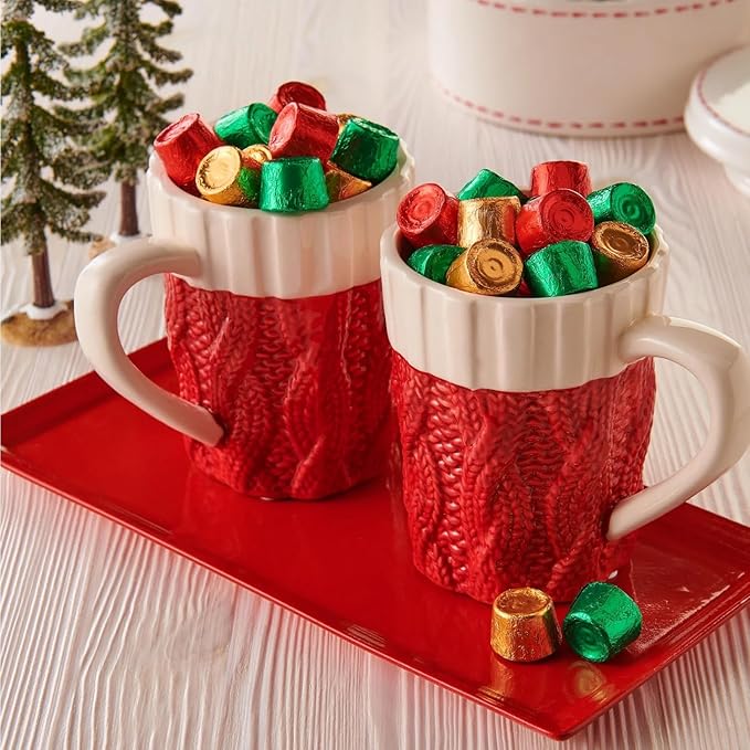 Christmas Milk Chocolate Caramel Candy Rich Creamy Milk Chocolate with Smooth Caramel Red Green Gold Wrapped Bulk Pack 2 lb (Approx. 150 Pieces) | Festive Stocking Stuffers Party Favors Baking &