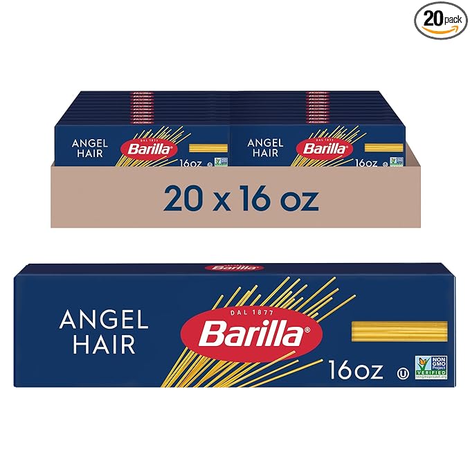 Barilla Angel Hair Pasta 16 oz. Box (Pack of 20) - Non-GMO Made with Durum Wheat Semolina - Kosher Certified