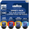 Lavazza Blue Capsules Coffee Pods Variety Pack – 100 Count (25 Each of Top Class Gold Selection Decaf Dek &amp Caffè Crema) – Compatible with Lavazza LB Machines Only