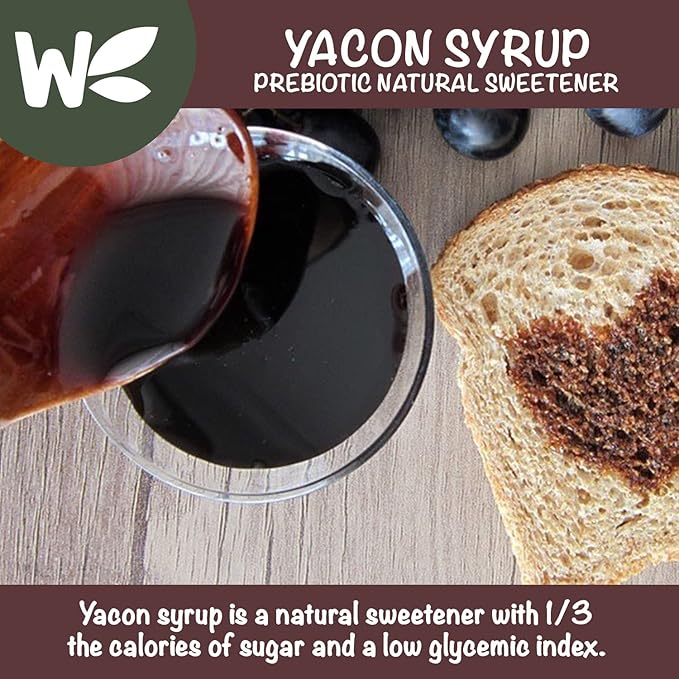 Peruvian Yacon Syrup a 100% Natural Sweetener - Low Glycemic Index - Vegan - Organic - Substitute for Sugar Honey and Molasses - Packed with FOS (fructooligosaccharide) a Prebiotic Fiber and Inulin -
