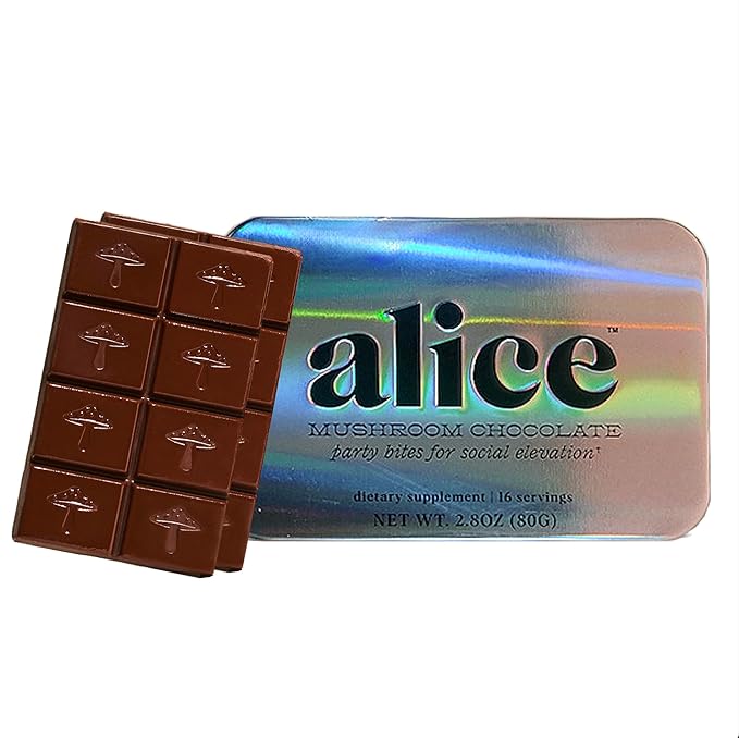 Alice Mushrooms Party Trick | Functional Mushroom Chocolate for Social Enjoyment | Cordyceps Kanna &amp Nootropics for Shared Experiences - 1 Pack