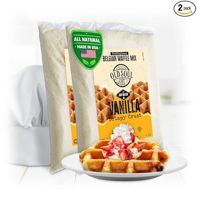 OldSoul Professional Belgian Waffle Mix | 10 Lbs | Crispy | Vanilla Flavor | 56 Waffles (10 Lbs Traditional)