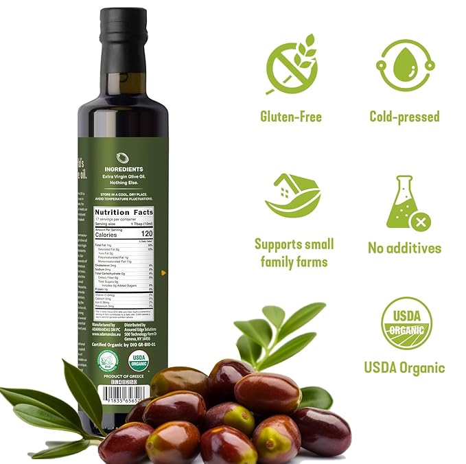 Dr. Cowan’s Garden 700+ Polyphenol Certified Organic Greek Extra Virgin Olive Oil - Single Estate Extra Virgin Olive Oil with Highest Polyphenols Sourced from Koroneiki Trees Cold-Pressed 16.9 FL Oz