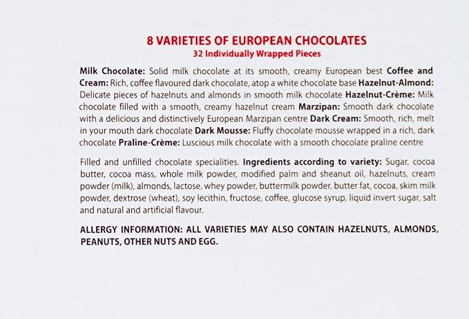 Merci Finest Assortment of European Chocolates. 400grams / 14.1 ounces . 32 pieces of individually wrapped Fine European Chocolates