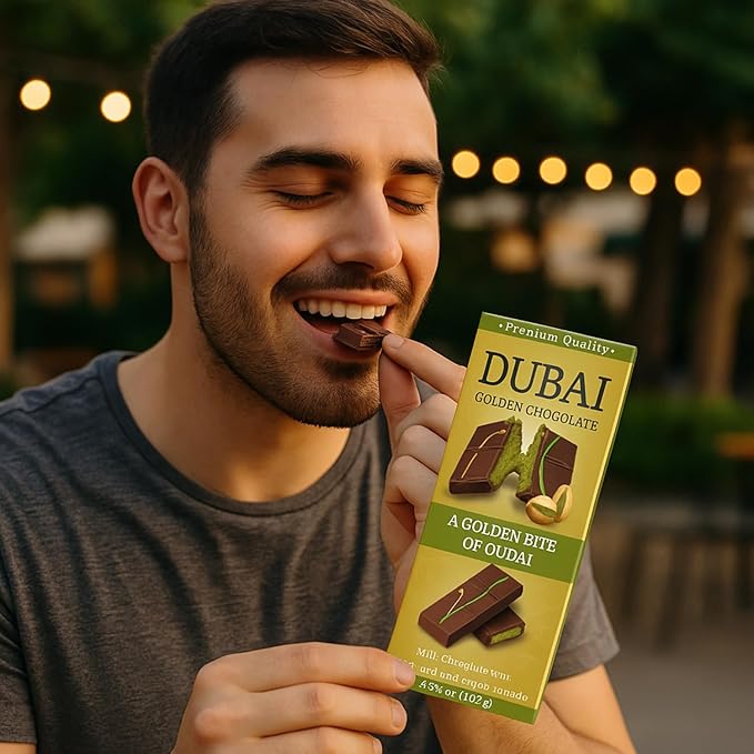 Zimply Foods 2 Packs Each 3.53 Oz Dubai Chocolate Bars - Luxurious Milk Chocolate with Pistachio and Crispy Kunefe Middle Eastern-Luxury Artisan Pistachio Dubai Choclate Gift for Gifting. Premium Qua