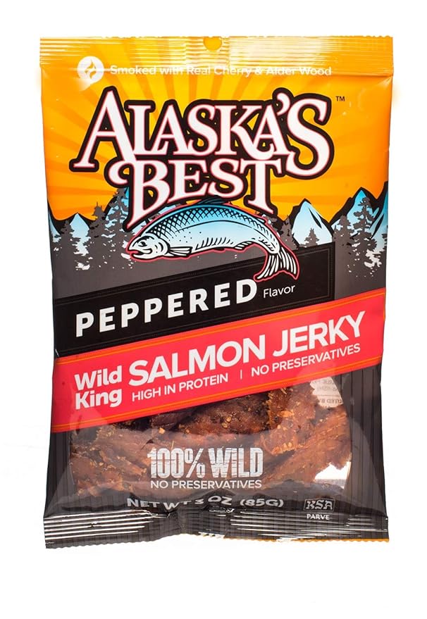 Wild Salmon Jerky 3 oz. Pouch - Peppered (3 Bags)
