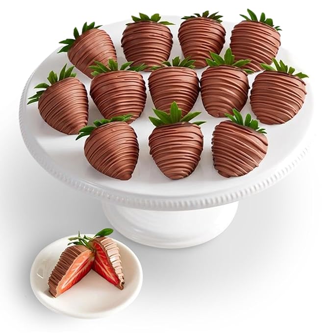 Shari’s Berries Artisan Belgian Milk Chocolate Covered Strawberries | Chocolate Covered Strawberry Gift Box | For Valentine's Day Anniversary Celebrations &amp Thank You’s (Full Dozen 12 Berries)
