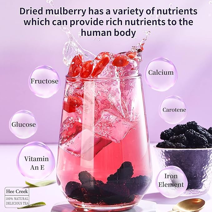 Hee Creek Top Grade Dried Mulberries Black Mulberry Tea 280g/10oz Wild Black Mulberry Dried Fruit No Sugar Added &amp No Additives Sand Free Nourishing 桑葚 桑葚干