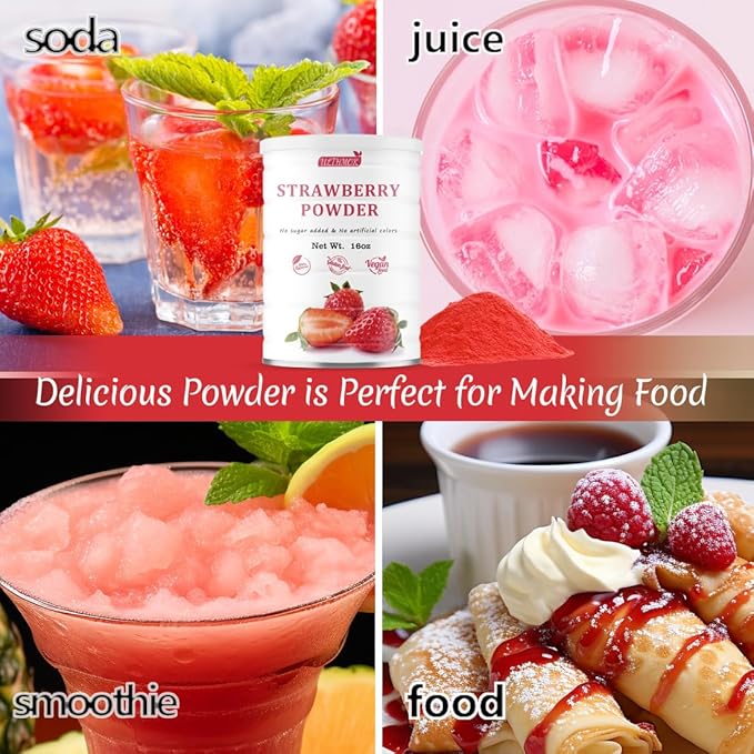 Premium Freeze Dried Strawberry Powder 4 Oz100% No Sugar AddedNatural Strawberry Powder for BakingNo Additives.