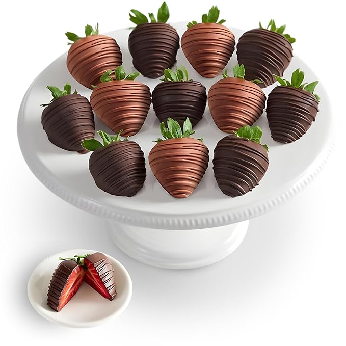 Shari’s Berries Artisan Belgian Mixed Milk &amp Dark Chocolate Strawberries | Chocolate Covered Strawberry Gift Box | for Valentine's Day Anniversary Celebrations &amp Thank You’s (Full Dozen 12