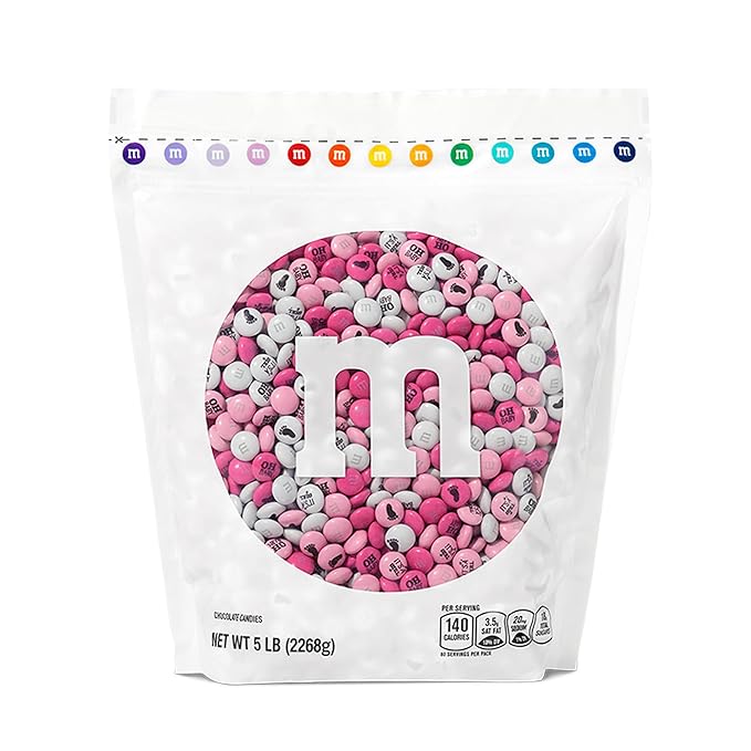 M&ampM'S World It's A Girl Milk Chocolate Candy 5lb Bag with Pink and White M&ampM'S for Baby Girl Showers Gender Reveal Parties and Baby Celebration Favors