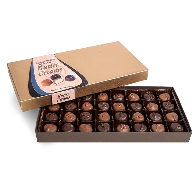 Anthony Thomas Butter Creams Luscious Vanilla Butter Cream Made with Real Cream and Butter Drenched in Chocolate (32 pieces Milk &amp Dark Chocolate)