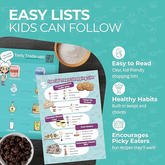 My First Dessert Recipe Box for Kids: Montessori-Inspired Easy-to-Follow Recipes with Visual Guides. Cookbook for Kids Ages 4+ with Storage Box and Recipe Stand.