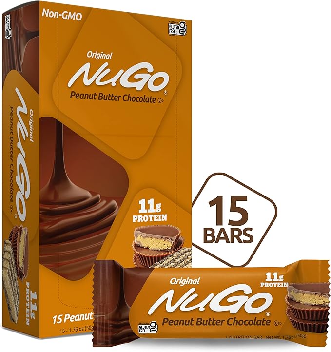 NuGo Protein Bar Peanut Butter Chocolate 11g Protein 170 Calories 15 Count and Vanilla Yogurt 11g Protein 170 Calories 15 Count