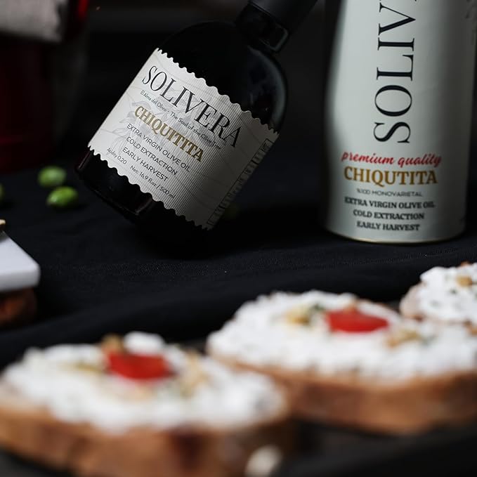 Solivera Chiquitita Extra Virgin Olive Oil Cold Pressed Smooth &amp Subtle Flavor 300+ High Polyphenols Single-Origin Hand Picked Gourmet Organic Olive Oil – 16.8 fl. oz. (Chiquitita)