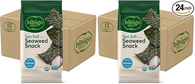 Bibigo ORGANIC SEAWEED SNACK SESAME 0.35OZx12 (Pack of 2)