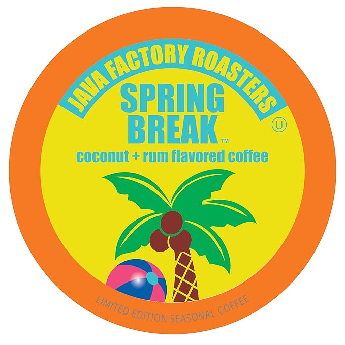 Java Factory Coffee Pods Coconut and Rum Flavored Coffee for Keurig K-Cup Brewers Spring Break 40 Count