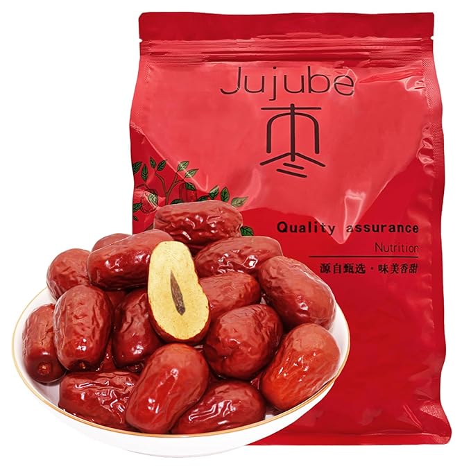 DGYLHBJ Jujube Dates 2.2LB/1000g Chinese Red Date Selected Dried Jujubes for Tea Baking Cooking Chewy Snacks Without Additives 红枣 (Large Dates-2.2LB)
