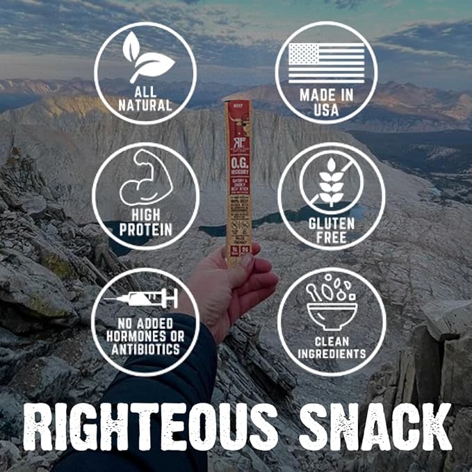 Righteous Felon Variety Meat Sticks | 100% Grass Fed Beef Turkey &amp Pork | 210g Total Protein | Gluten-Free Low Sugar High Protein Snack Sticks | Individually Wrapped | Jerky Variety Pack 24 Co