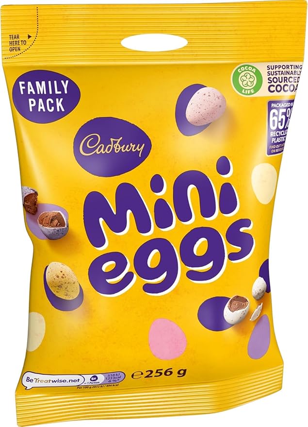 Cadbury Mini Eggs Family Pack Bag Crunchy Shells with Smooth Milk Chocolate Centres Gift for Easter &amp Easter Egg Hunts 256 g (Pack of 1)