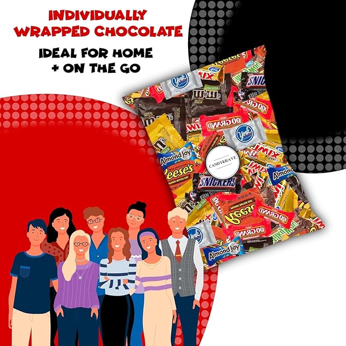 CandyKrave Assorted Chocolate Candy Variety Pack - 2 lbs Fun Size Chocolate Assortment - Individually Wrapped Bulk Chocolate Candy Mix - Delicious Sweets for Kids Adults Pantry Office &amp Birthda