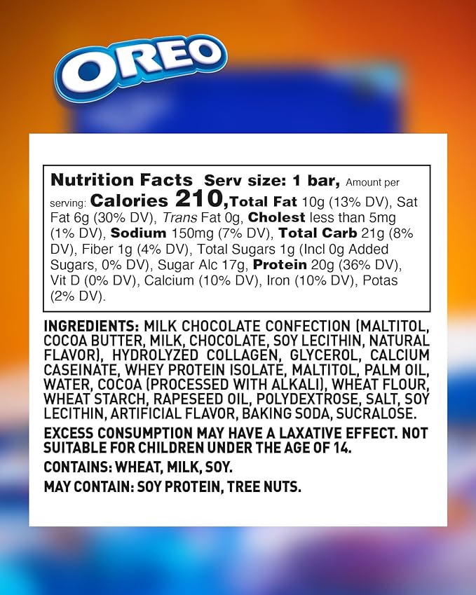Grenade OREO Milk Chocolate High Protein Bar 20g Protein and 1 g Sugar per Snack Bar 12 Count 2.1 oz Bars