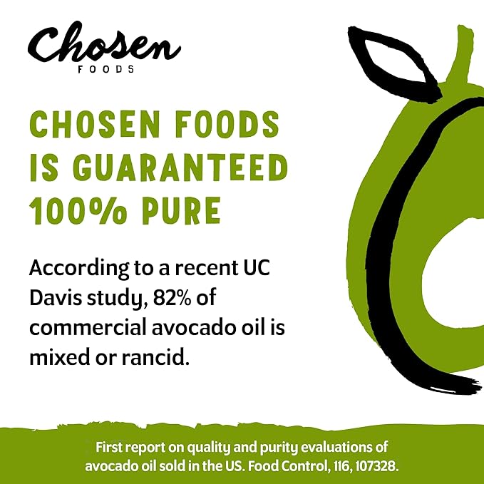Chosen Foods 100% Pure Avocado Oil for Cooking - 1.75L - Made With Good Fats from Avocados Naturally Refined Never Adulterated High Smoke Point Non-GMO Soy-Free Canola Oil-Free Gluten-Free Ket