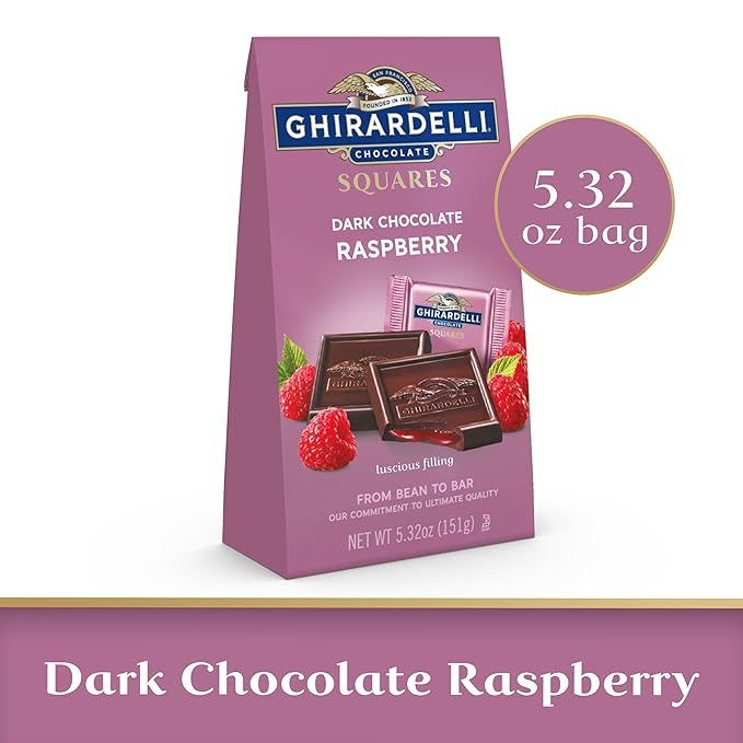 Ghirardelli Everyday Chocolates Favorite Pack - Variety Pack of 4 - One Bag of Each - Dark Mint Raspberry Caramel and Dark Chocolate Sea Salt - Delicious Squares
