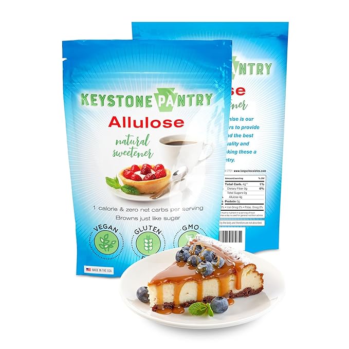 Keystone Pantry - Allulose Sweetener Low Calorie and Low Carb Sugar Substitutes Natural Allulose Sugar Substitute Gluten Soy and Sugar Alcohol-Free 2 Lbs. (packaging may vary)