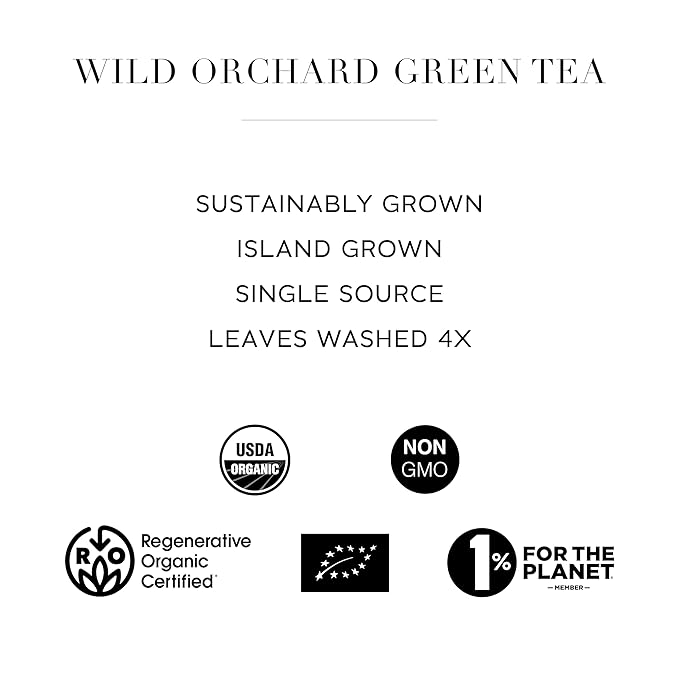 Wild Orchard Premium Green Tea - 100% Regenerative Organic Certified - Early Harvest (After Rain) - Sustainably &amp Regeneratively Cultivated on Jeju Island in South Korea - Loose Leaf Green Tea