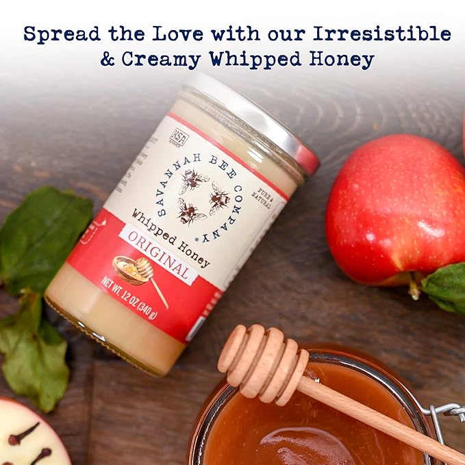 Whipped Honey Gift Set by Savannah Bee - Creamy Smooth Spreadable and absolutely Delicious - 100% Natural and Pure Honey - 12 Oz (Original &amp Cinnamon)