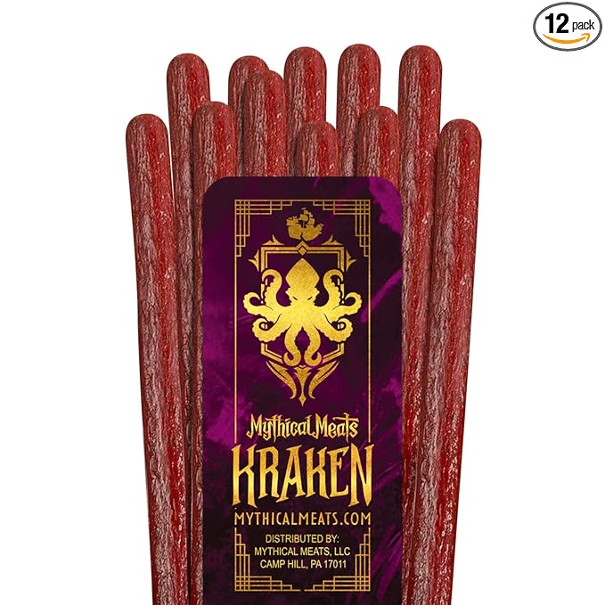 Mythical Meats Original Flavor (Kraken) 12-Pack Snack Sticks – Maple Duck with Chicken and Beef – Dried &amp Dehydrated Meats Seasoned to Perfection – High Protein Snacks