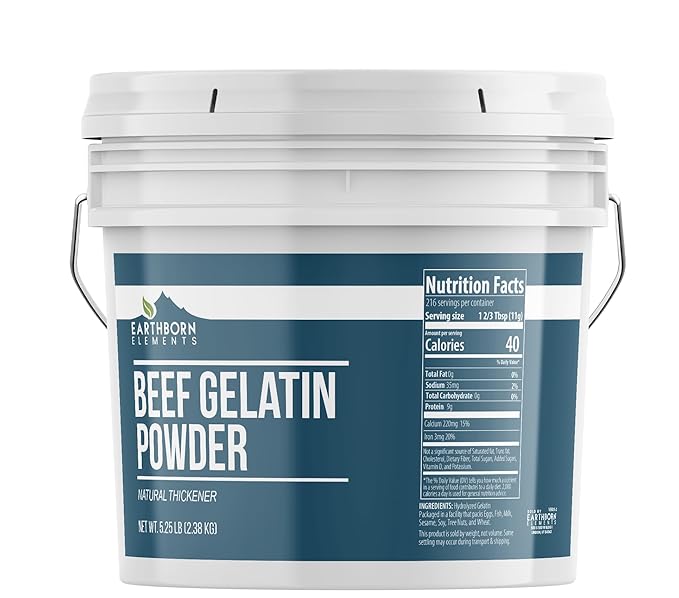 Earthborn Elements Beef Gelatin Powder 1 Gallon Bucket Thickener Home Cooking
