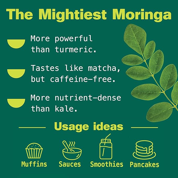 Kuli Kuli Moringa Oleifera Organic Leaf Powder &amp Green Smoothie 100% Pure USDA Certified &amp Non-GMO Moringa Powder Great with Smoothies Tea and Food - Single Pack 5 oz.
