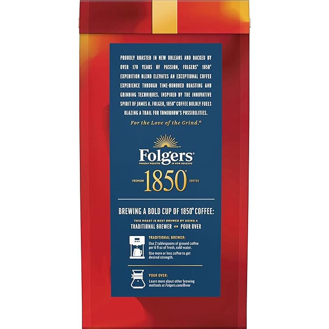 Folgers 1850 Expedition Blend Medium Roast Ground Coffee 12 Ounce