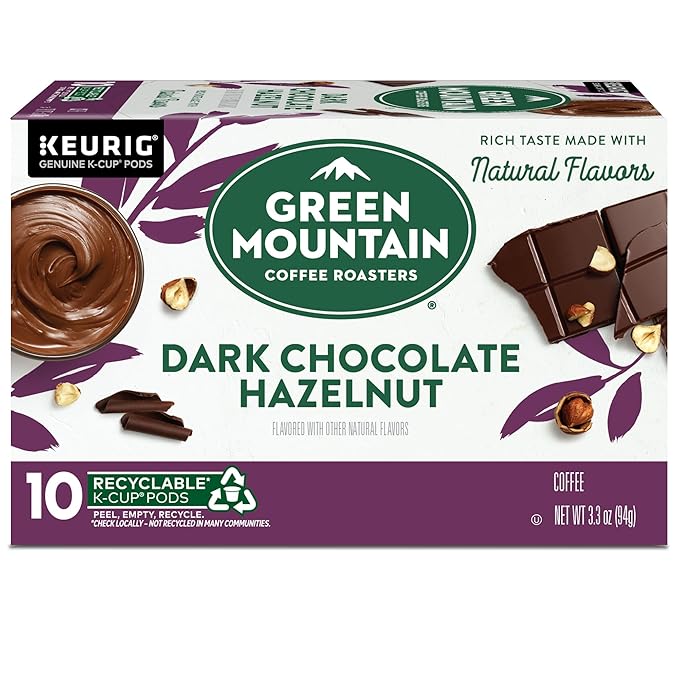 Green Mountain Coffee Roasters Dark Chocolate Hazelnut Coffee Keurig Single Serve K-Cup Pods 10 Count