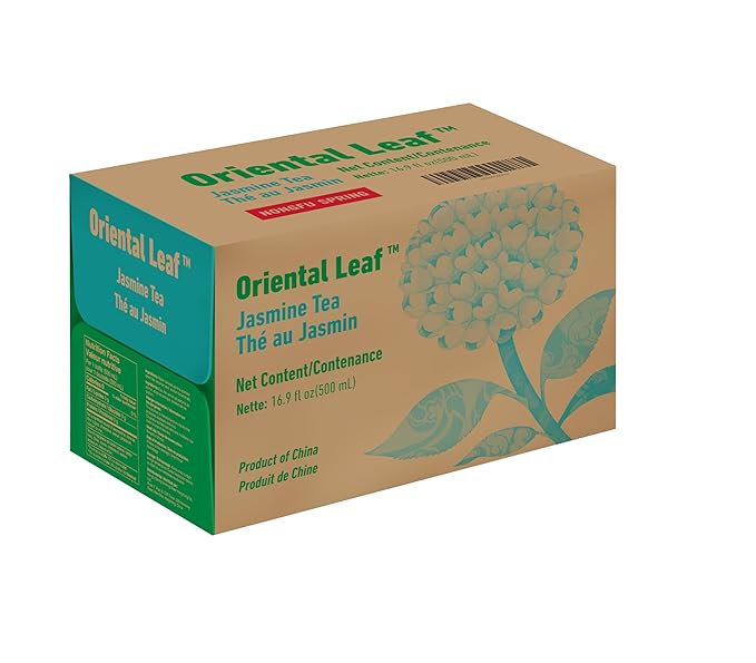 ORIENTAL LEAF Bottled Jasmine Green Tea Unsweetened Iced Tea 16.9 FL oz bottles (Pack of 15) Sugar Free 0 Calories