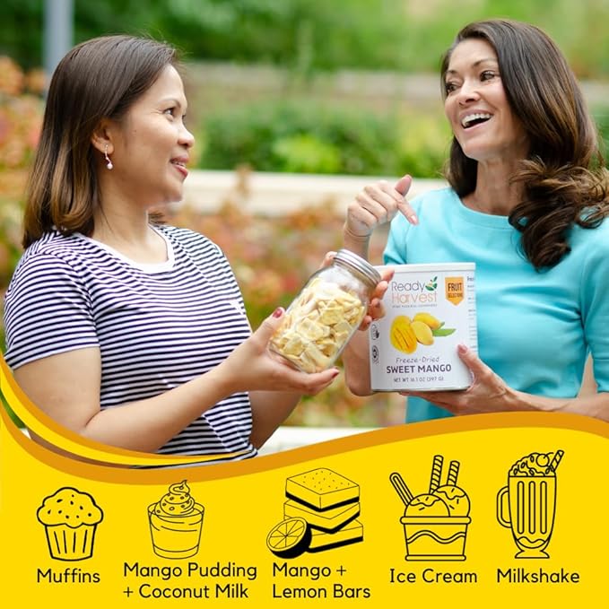 Ready Harvest Freeze Dried Food - Mango | Emergency Snacks | Fruit for Camping &amp Survival | #10 Can | 25-Year Shelf Life | Cans Filled to the Top