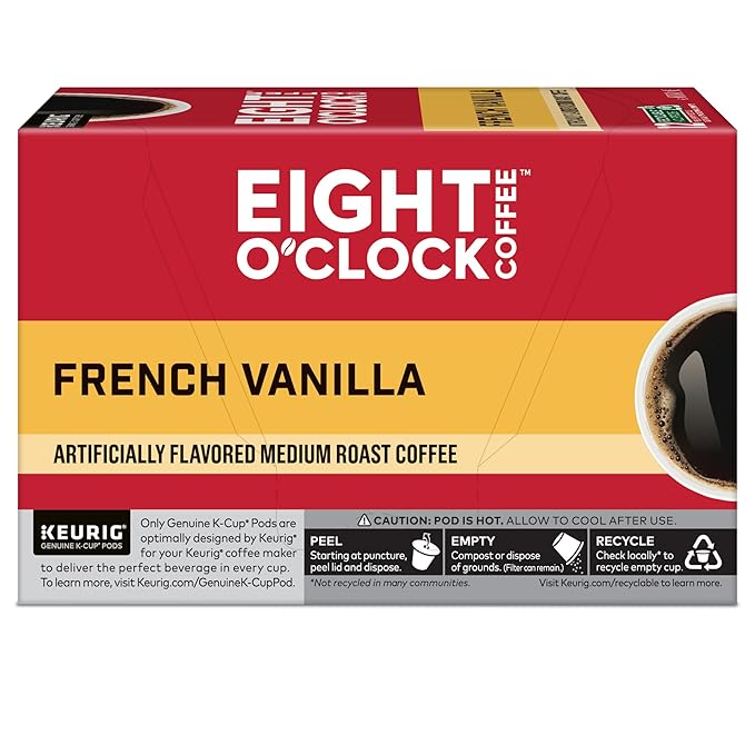 Eight O'Clock Coffee French Vanilla Single-Serve Coffee K-Cup Pods Medium Roast 72 Count
