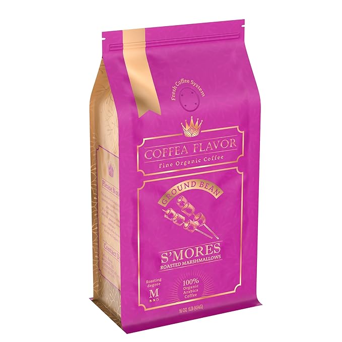 Flavored Ground Coffee – S'mores 100% Arabica Single Origin Medium Roast USDA Organic Naturally Flavored – by Coffea Flavor