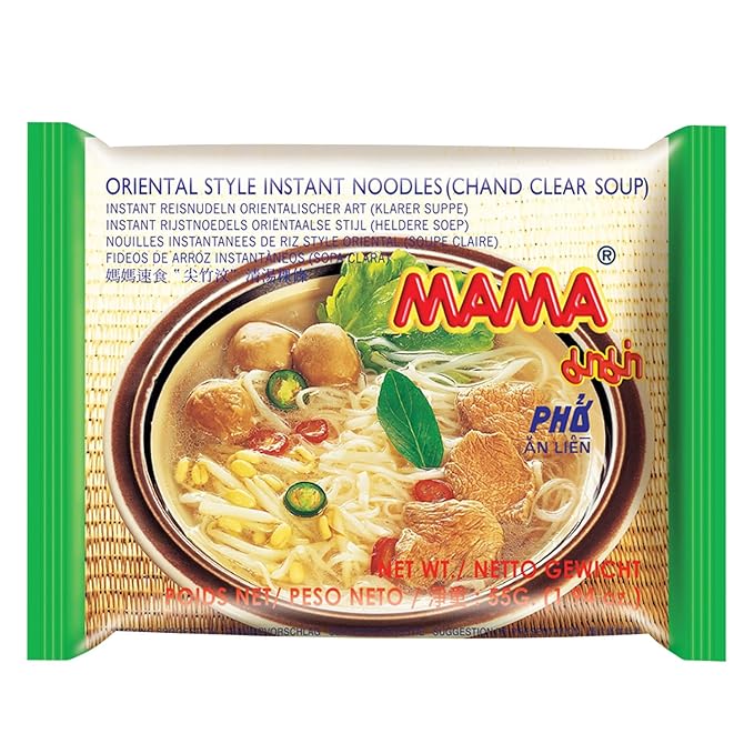 MAMA Noodles Chand Clear Soup Instant Rice Noodles w/Delicious Thai Flavors Hot &amp Spicy Noodles No Trans Fat w/Fewer Calories Than Deep Fried Noodles 30 Pack