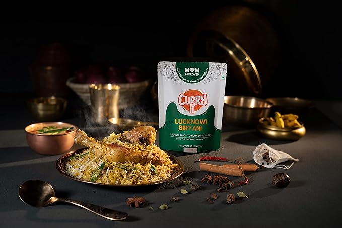 CURRYiT Ready To Cook Hyderabadi &amp Lucknowi Biryani Indian Masala Gravy Made With Ghee Combo Pack (250Gx2) Ready In 30 Minutes No Preservatives Gluten-Free