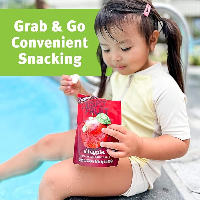 Crispy Green Freeze-Dried Apple Fruit Snacks 0.53 Oz (Pack of 12) 100% Pure Fruit All-Natural No Added Sugar Single-Serve Bags for Healthy Snacks &amp School Lunches