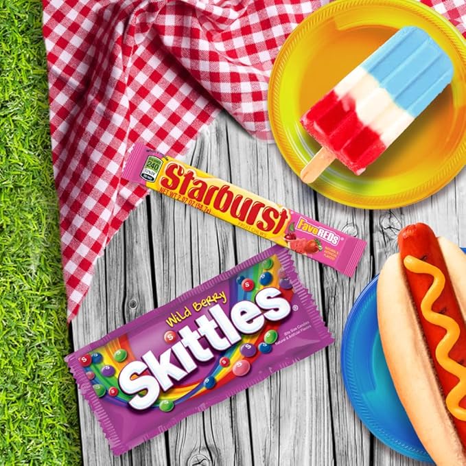 SKITTLES &amp STARBURST Variety Pack Full Size Chewy Candy Assortment 62.79 oz 30 Count (Pack of 2)