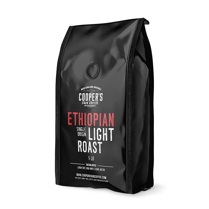 Ethiopian Bold Light Roast Coffee Gourmet Single-Origin Coffee Beans from Ethiopia Whole Bean 5lb Bag