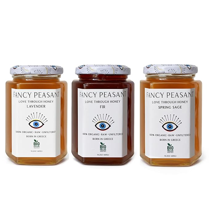 Fancy Peasant Greek Lavender Honey Organic Raw Honey Jar Unfiltered Pure &amp Natural 14.2oz