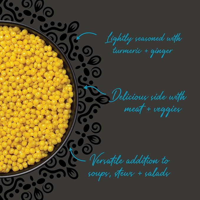 Mina Pearl Couscous With Turmeric &amp Ginger Ready to Eat Couscous Pearls Microwavable Meals &amp Side Dishes Vegan Protein Non-GMO Kosher 7 oz (Pack of 6)